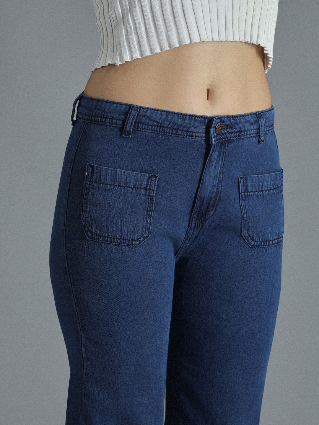 Women Mom Fit High-Rise Clean Look Stretchable Cropped Jeans