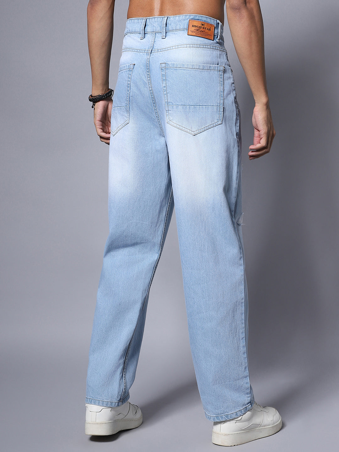 Pure Cotton Loose Wide Leg Mid Rise Jeans