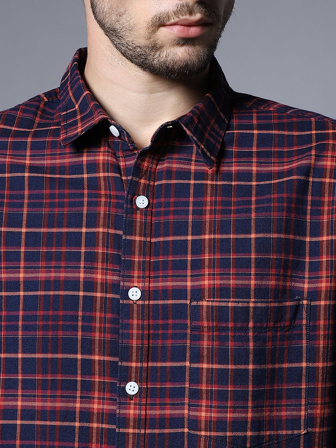 Classic Regular Fit Tartan Checked Opaque Cotton Casual Shirt