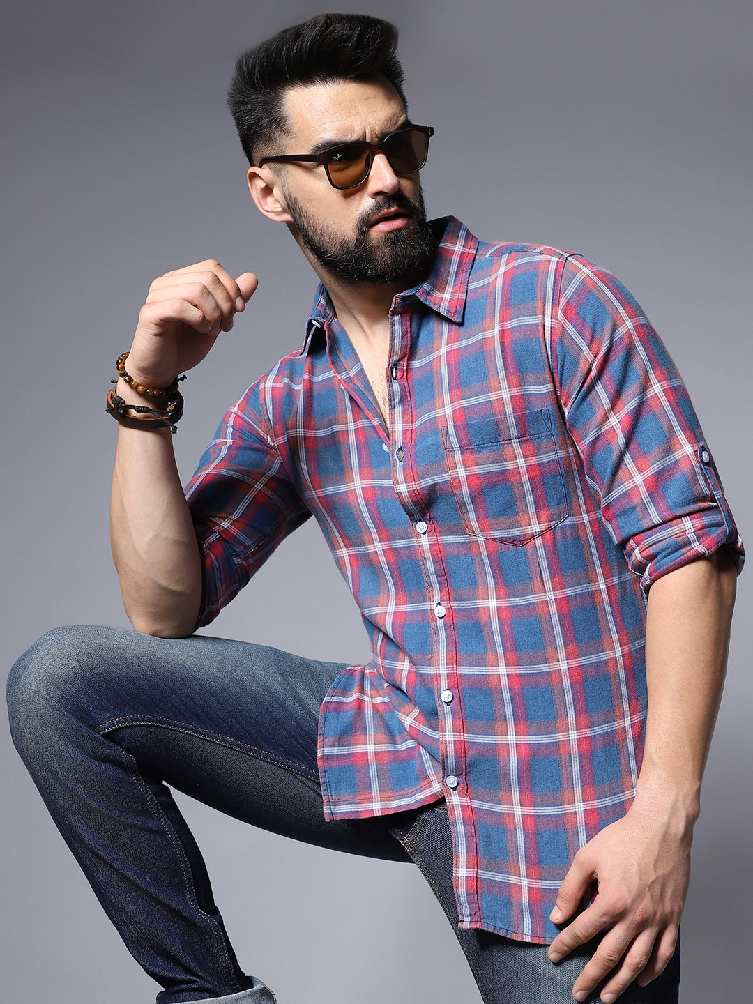 Classic Regular Fit Checked Pure Cotton Casual Shirt