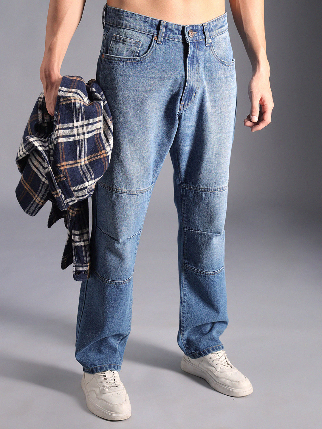 Men Straight Fit Clean Look Light Fade Cotton Jeans