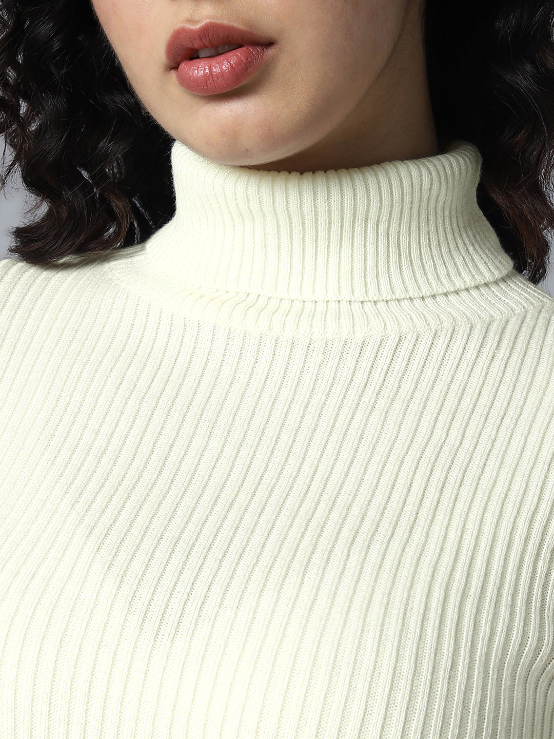 Ribbed Turtle Neck Long Sleeves Acrylic Pullover Sweaters