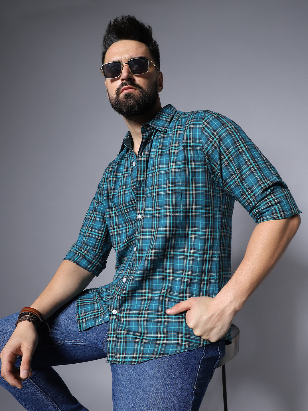 Tartan Checked Cotton Casual Shirt