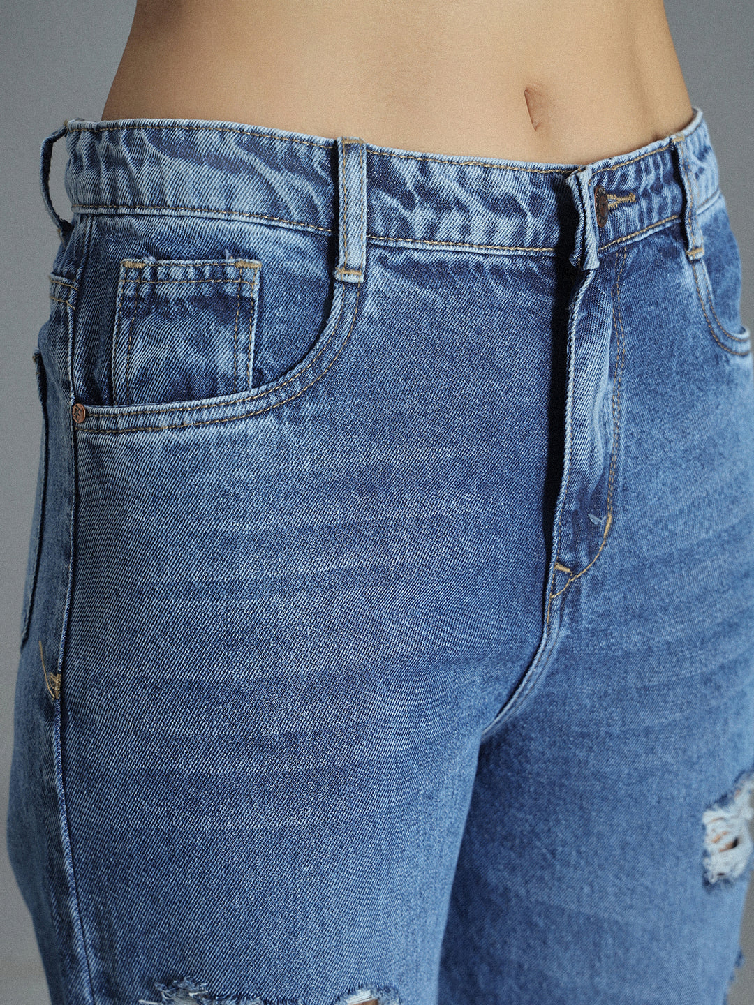 Women 90s Stretchable Distress Cotton Jeans