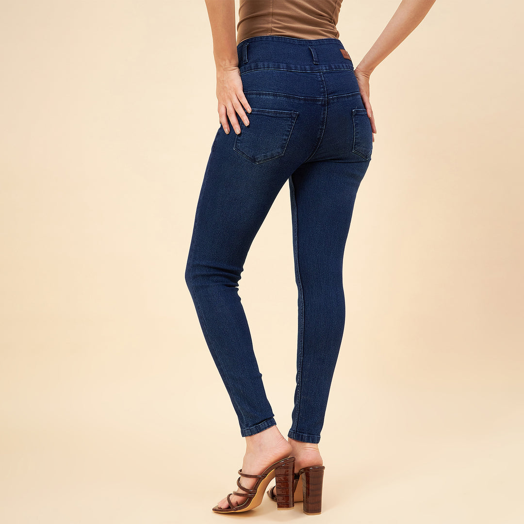 Women Plus Size Blue Slim Fit High-Rise Clean Look Stretchable Jeans