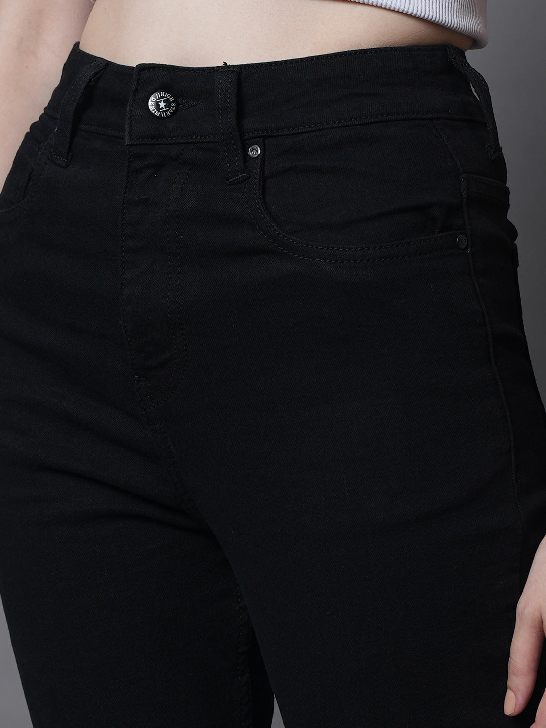 Women Straight Fit High-Rise Clean Look Stretchable Jeans