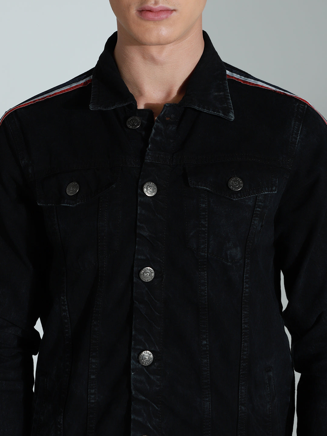 Spread Collar Long Sleeves Cotton Denim Jacket