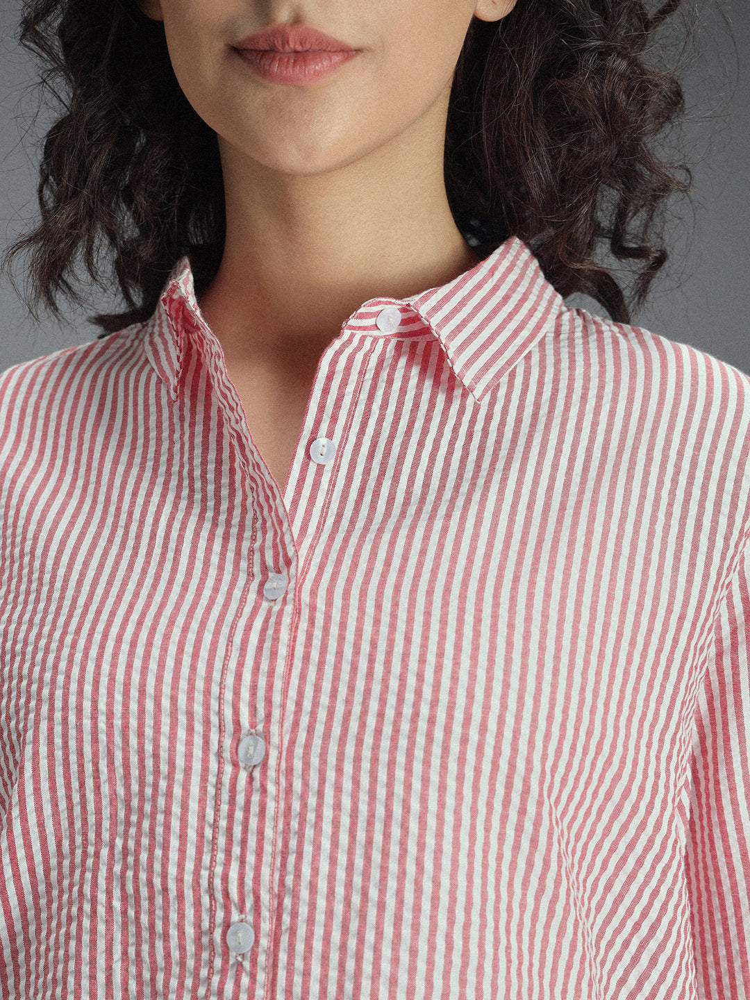 Classic Oversized Vertical Stripes Spread Collar Cotton Casual Shirt