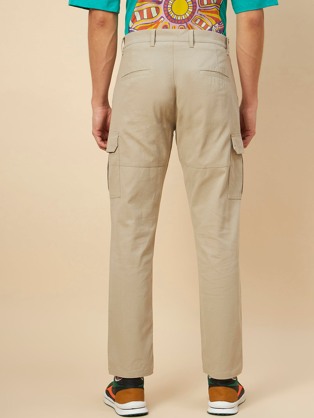 Men Beige regular Mid-Rise Cargos