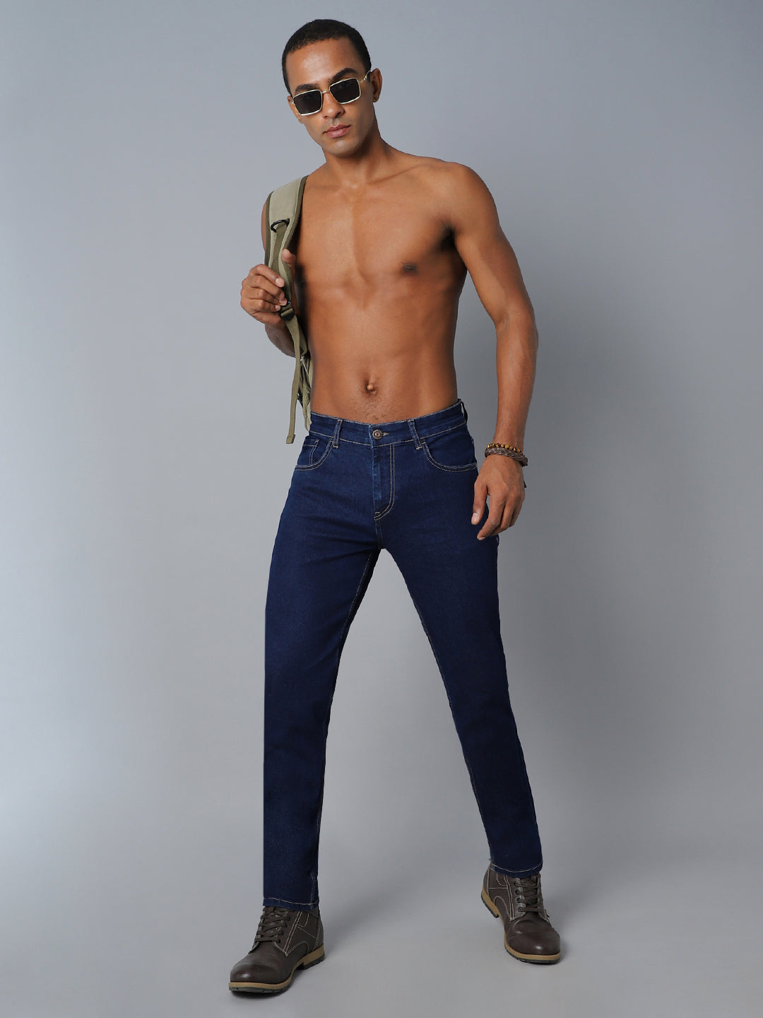 Men Blue Straight Fit Stretchable Jeans