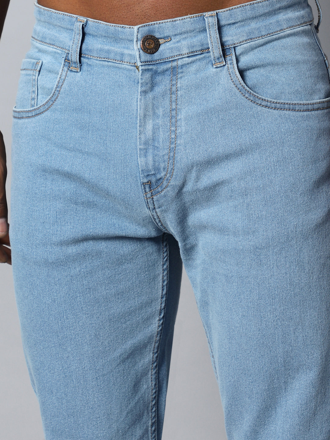 Men Straight Fit Mid-Rise Clean Look Stretchable Jeans