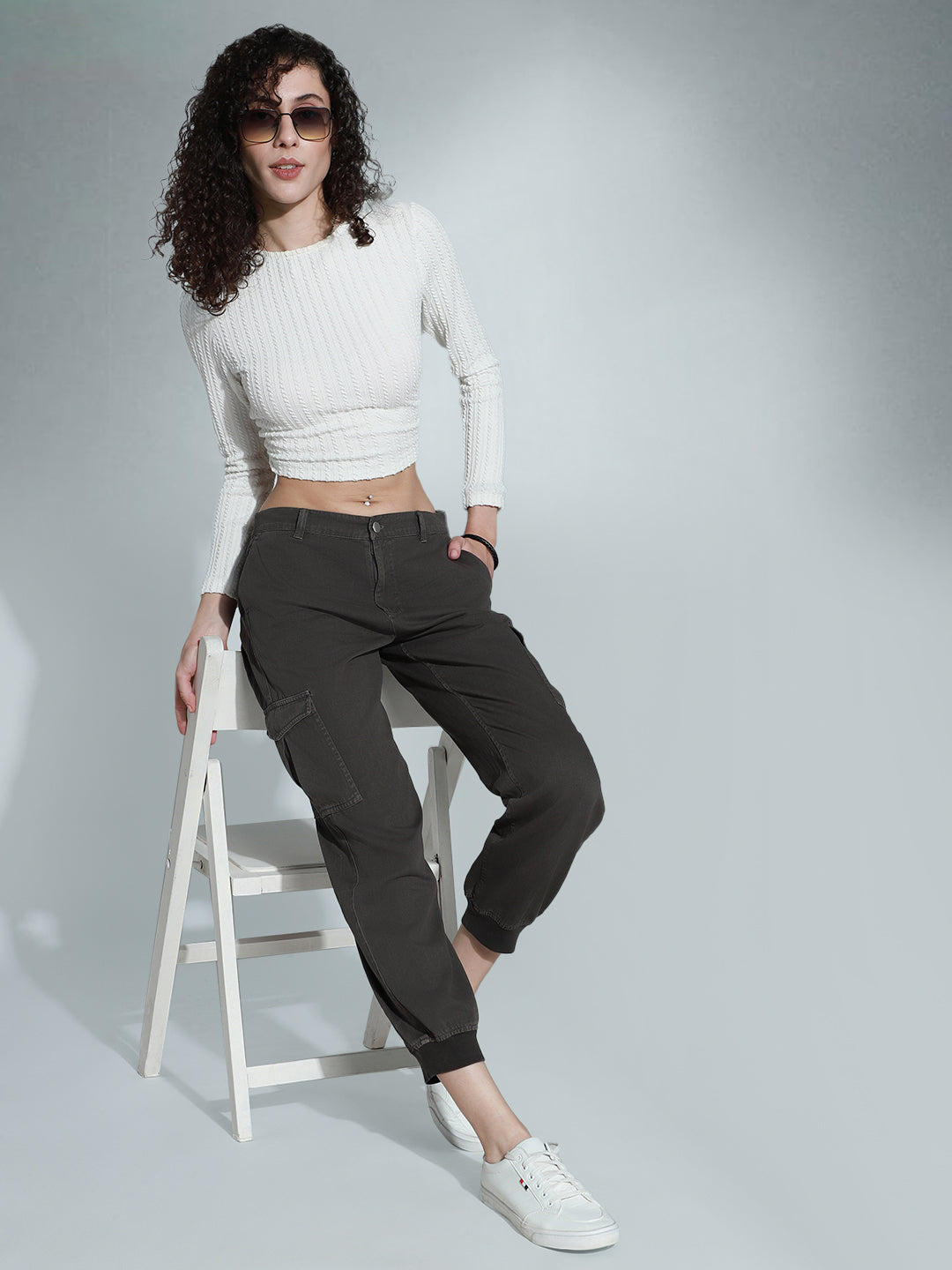 Women High-Rise Plain Cotton Joggers