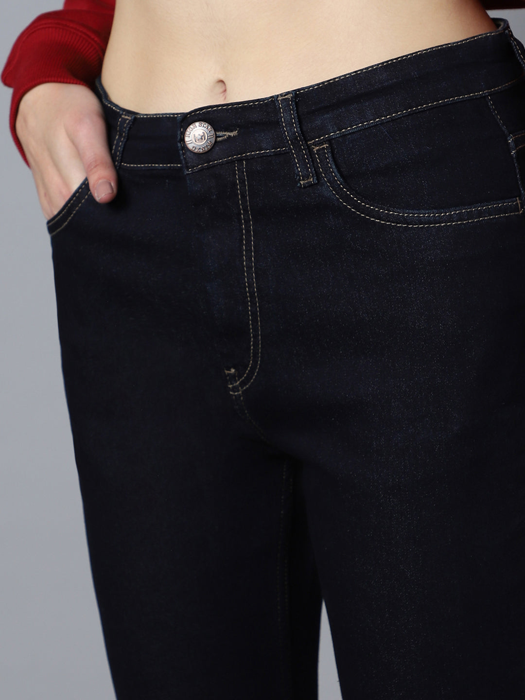 Women Bootcut High-Rise Clean Look Stretchable Jeans