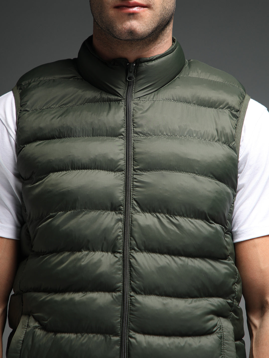 Mock Collar Sleeveless Puffer Jacket