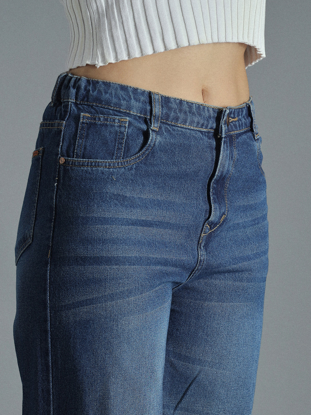 Women 90s Baggy Stretchable Distress Cotton Jeans