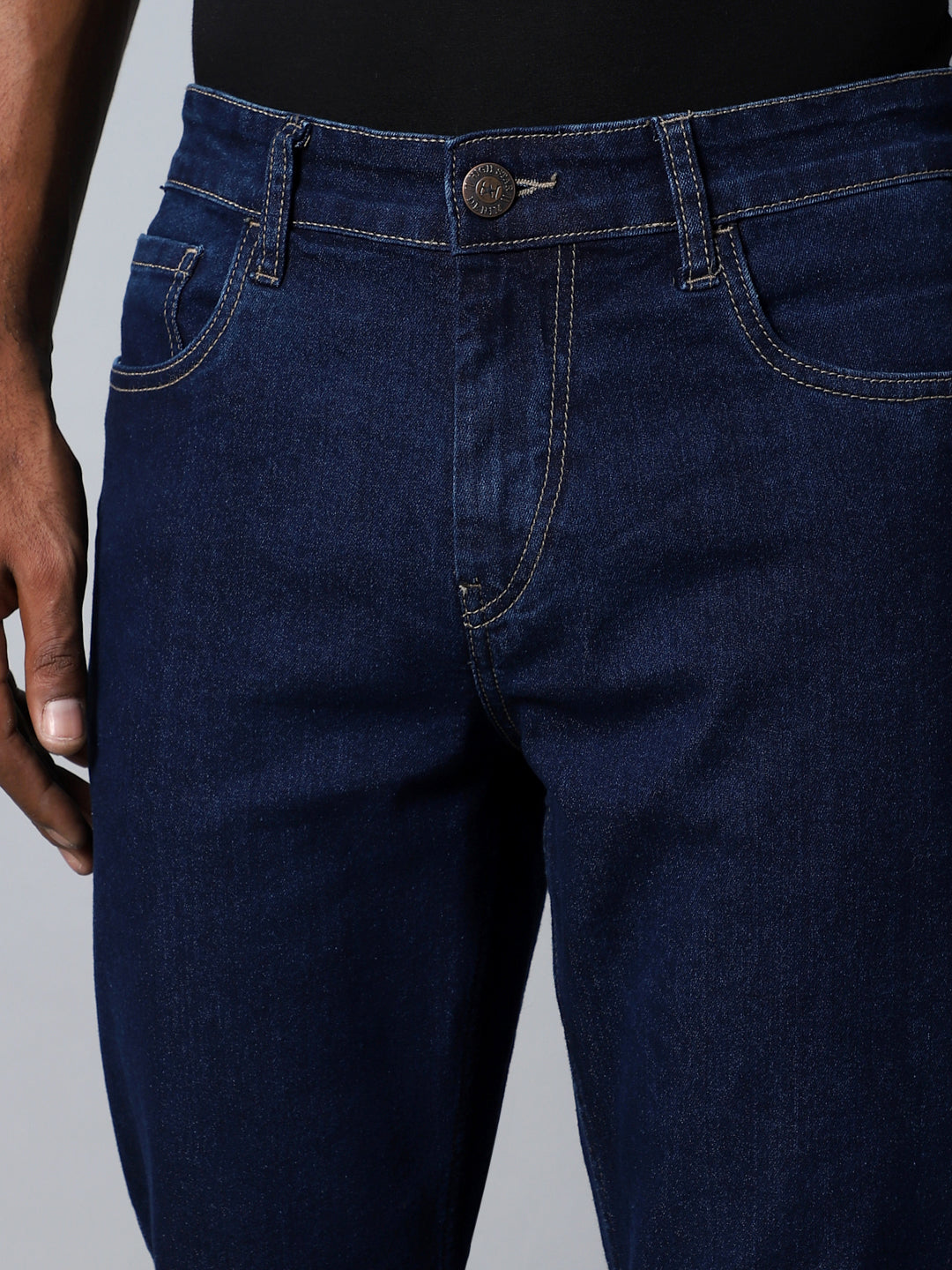 Men Tapered Fit Mid-Rise Clean Look Stretchable Jeans