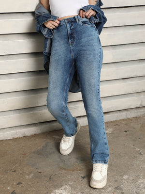 Women stove pipe High-Rise Heavy Fade Jeans