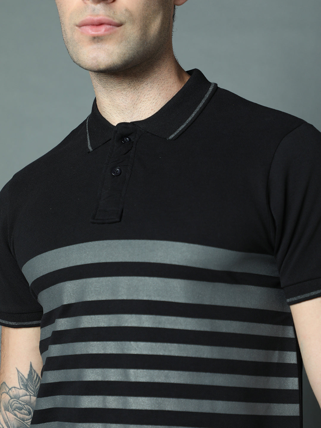 Geometric Printed Polo Collar Regular Pure Cotton T-Shirts