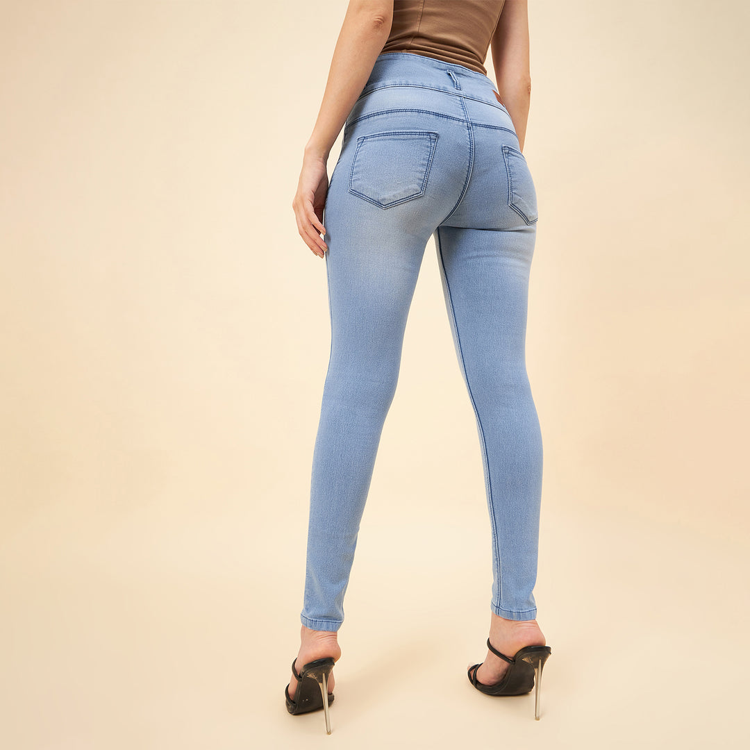 Women  Blue Slim Fit High-Rise Clean Look Stretchable Jeans