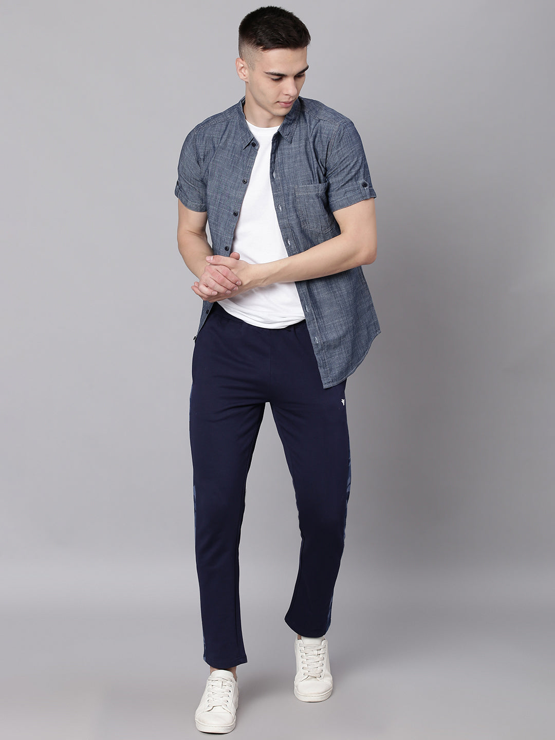 Spread Collar Slim Fit Denim Cotton Casual Shirt