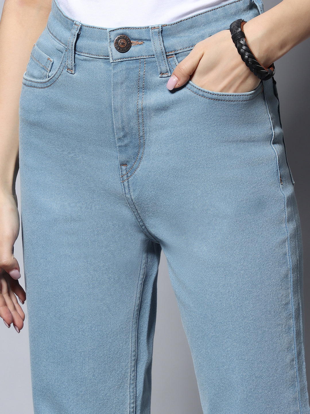 Stretch Straight Fit Clean Look Jeans