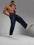 Men Wide Leg Mid-Rise Light Fade Clean Look Cotton Jeans