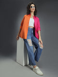 Classic Colourblocked Oversized Pure Cotton Casual Shirt