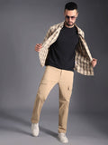 Men Relaxed Straight Leg Mid-Rise Cargos Trousers