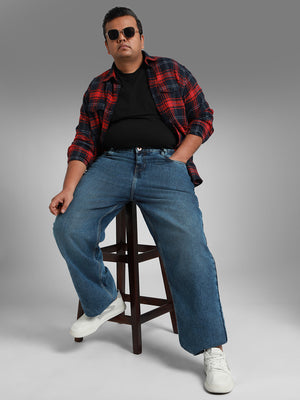 Men Plus Size Straight Fit Mid Rise Jeans