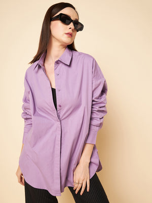 Oversized Solid Cotton Casual Shirt