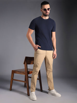 Men Relaxed Straight Leg Mid-Rise Chinos Trousers