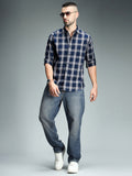 Classic Tartan Checks Spread Collar Long Sleeves Cotton Casual Shirt