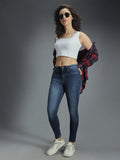 Women Skinny Fit High-Rise Clean Look Light Fade Stretchable Jeans