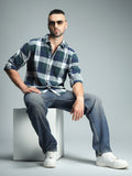 Classic Checked Spread Collar Long Sleeve Cotton Casual Shirt