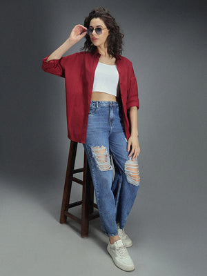 Classic Oversized Drop-Shoulder Sleeves Pure Cotton Casual Shirt