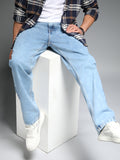 Men Straight Fit Mid-Rise Clean Look Heavy Fade Cotton Jeans