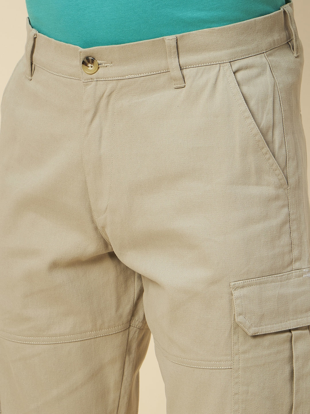 Men Beige regular Mid-Rise Cargos