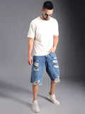 Men Washed Distresed Pure Cotton Denim Shorts