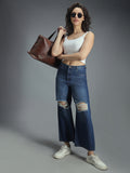 Women 90s Baggy Stretchable Distress Cotton Jeans