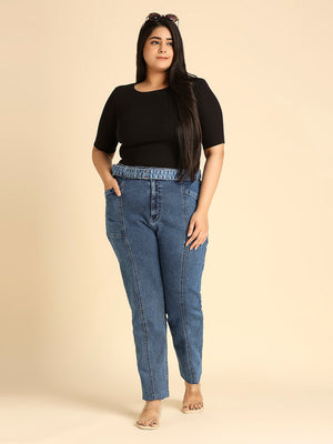 Women Plus Size Straight Fit High-Rise Stretchable Jeans