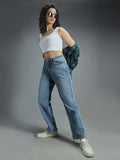 Women 90s Straight High-Rise Non-Stretchable Cotton Jeans