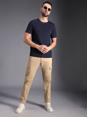 Men Relaxed Mid-Rise Cotton Cargos Trousers