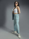 Women 90s Baggy Stretchable Distress Cargo Jeans