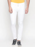 Men White Slim Fit Mid-Rise Clean Look Stretchable Jeans