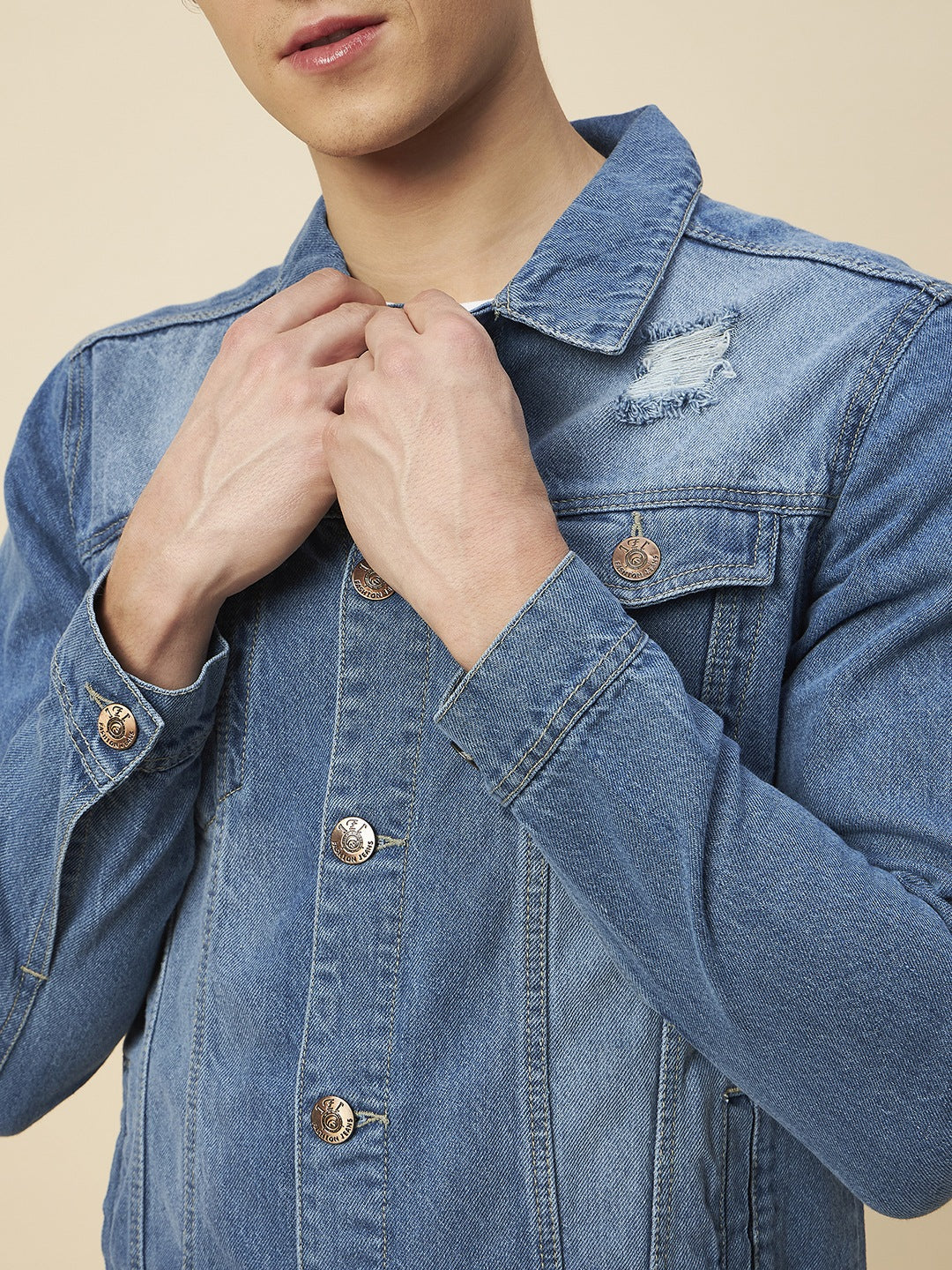 Washed Pure Cotton Denim Jacket