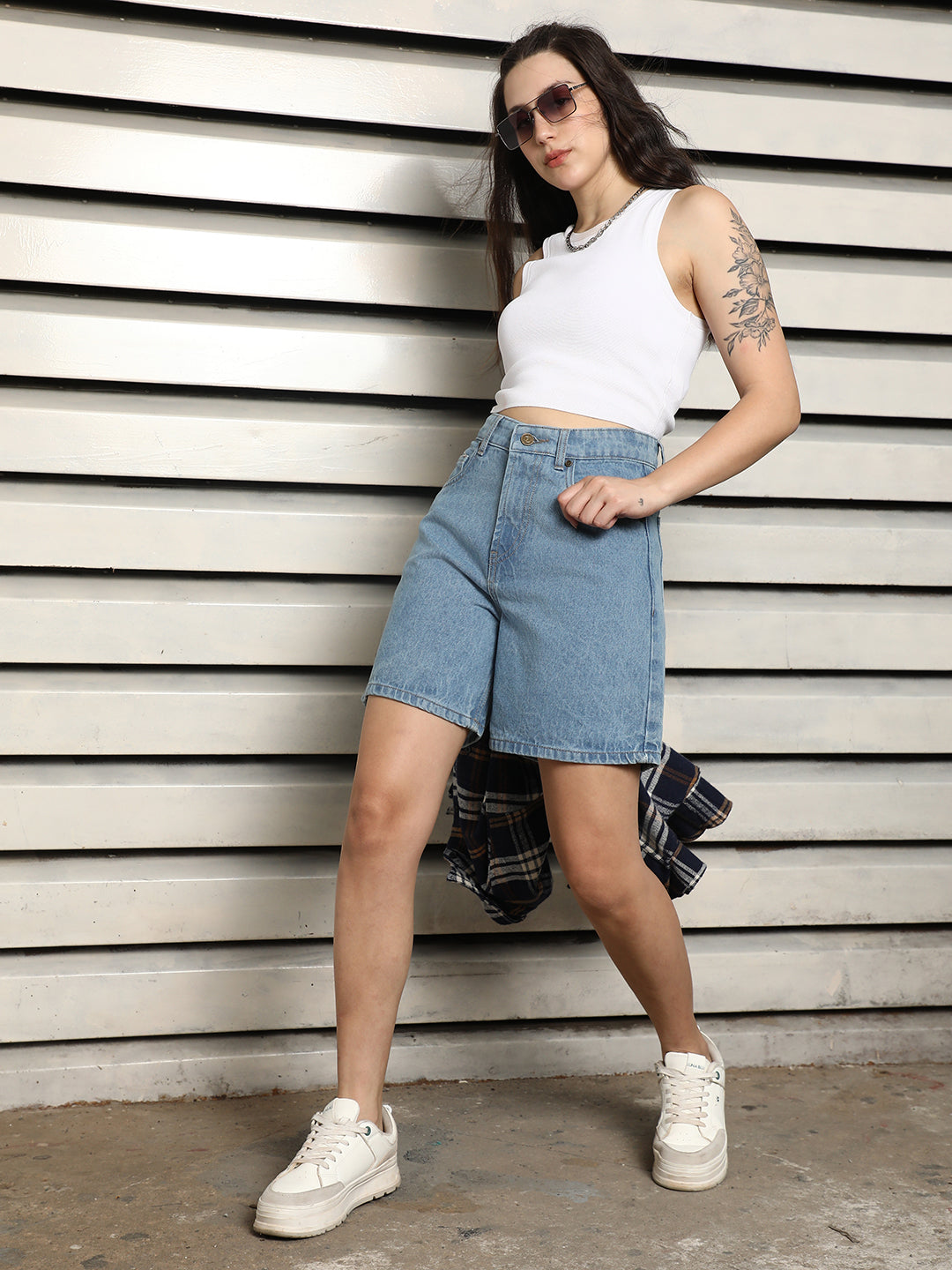 Women High-Rise Pure Cotton Denim Shorts