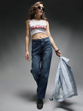 Women 90s Straight Fit High-Rise Clean Look Light Fade Cotton Jeans