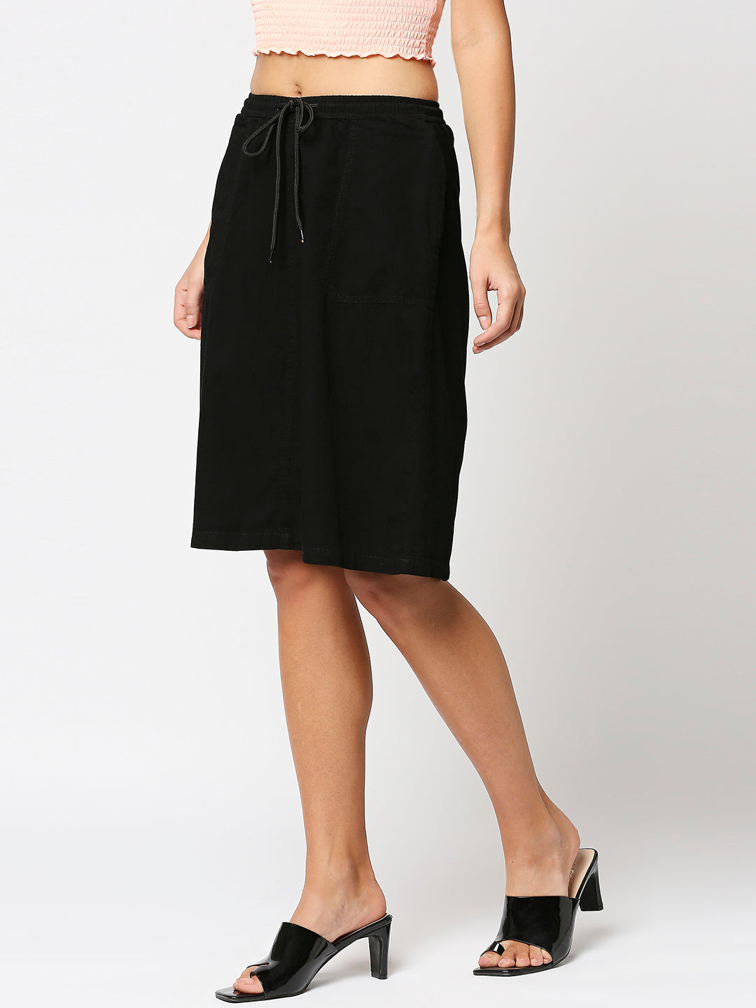 Knee Length Pure Cotton A-Line Skirt