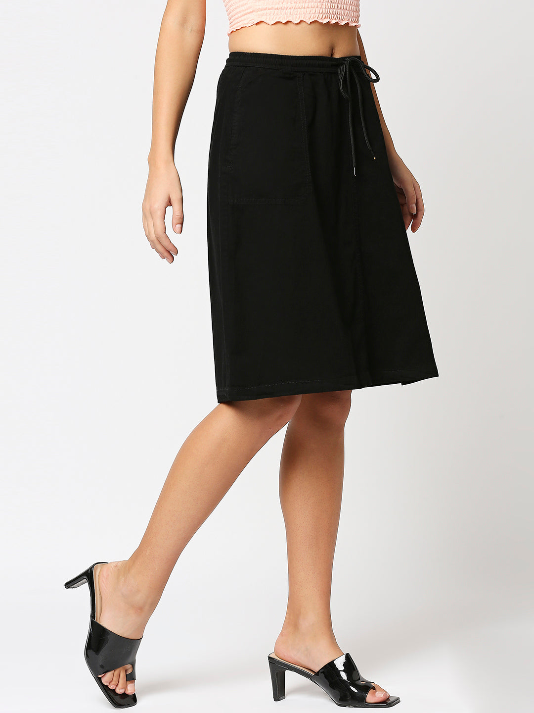 Knee Length Pure Cotton A-Line Skirt