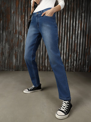 Women Solid Regular Fit High-rise Jeans